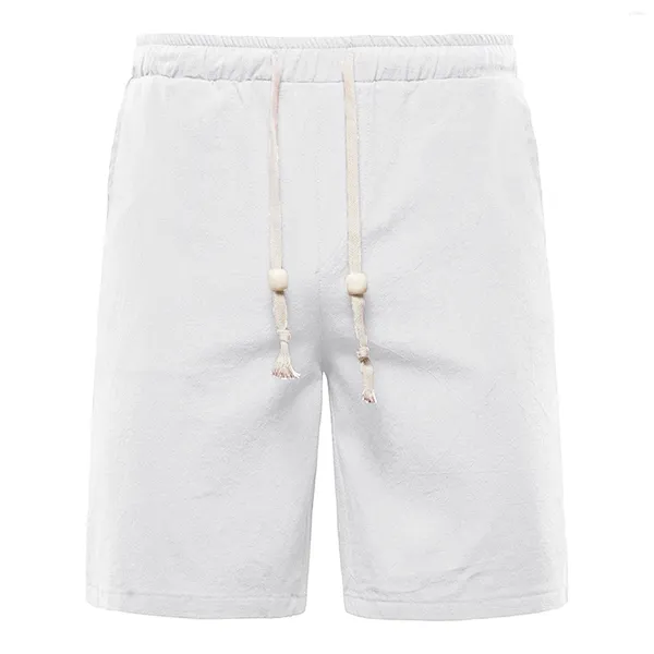 Short masculin Cotton Linn Classic Color Color Breechs Knee Double Pocket Pocket Trunks Summer Streetwear décontracté