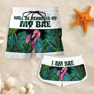 Los pantalones cortos para hombres Pareja a juego serán eliminados por 3d Mujeres para hombres Cintura elástica Summer Beach 02