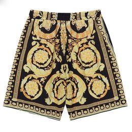 Korte broeken voor heren Court Barok Print Casual Beach Holiday Shorts voor heren Hawaiian Shorts Streetwear Zwart Goud Streetwear Heren Bermudas Masculino 230615