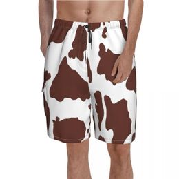 Heren shorts koe print patroon bord bruin gevlekte huid mannen schattig strand trenky plus size zwembroekbroek's