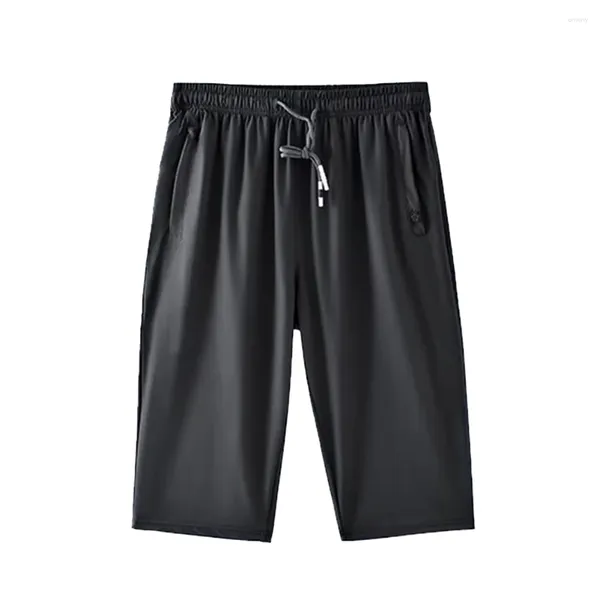 Pantalones cortos para hombres Pantalones recortados Fitness de cintura elástica gimnasia gris verde senderismo