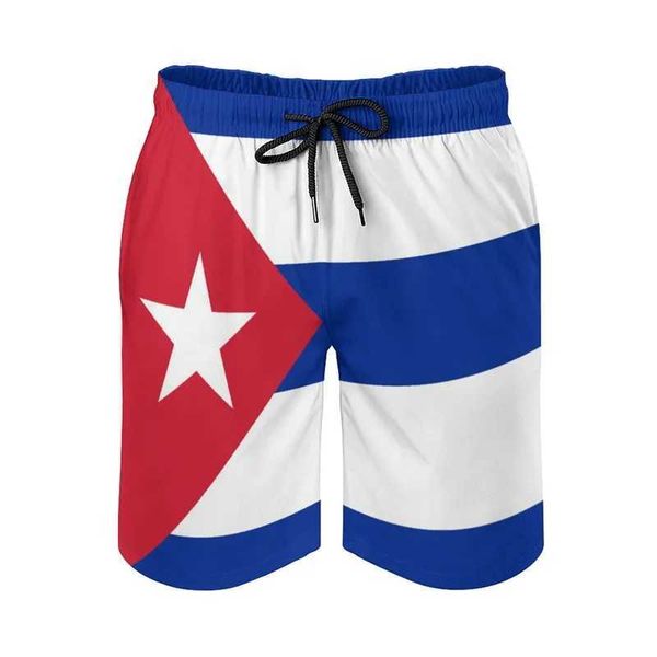 Shorts masculins drapeau cubain 3D Impression cubaine de natation des hommes DrawstrQuick Dry Street Beach Shorts de maillot de bain Shorts J240426 J240426