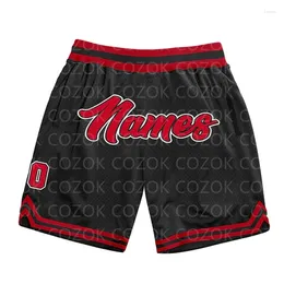 Pantalones cortos para hombre personalizados BlackRed auténtico baloncesto 3D impreso hombres su nombre Mumber playa de secado rápido