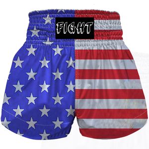 Herenshorts Custom boksen Muay Thai Shorts voor mannen en vrouwen American Flag Sports shorts MMA Combat BJJ Gym Martial Arts training short 230715