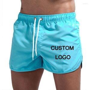 Shorts pour hommes LOGO personnalisé hommes natation été imprimer pantalons courts maillot de bain troncs Sexy plage planche de Surf séchage rapide Chort