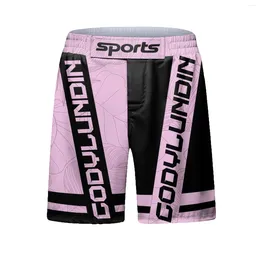 Shorts pour hommes personnalisés Pink Setrling Wrestling MMA Sports imprimés pour le kickboxing Running Elastic Taile Pantals