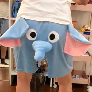 Shorts pour hommes mignon et drôle petit éléphant volant pyjamas été élastique en peluche Short dessin animé cochon décontracté maison Couple Shorts 230425