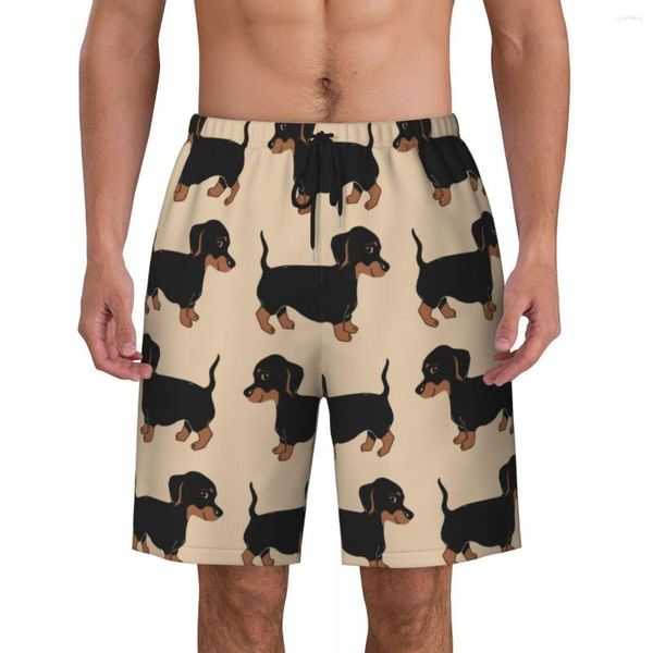 Shorts pour hommes Mignon Teckel Chiot Modèle Boardshorts Hommes Conseil À Séchage Rapide Wiener Saucisse Chien Maillot De Bain Personnalisé Maillots De Bain Costumes