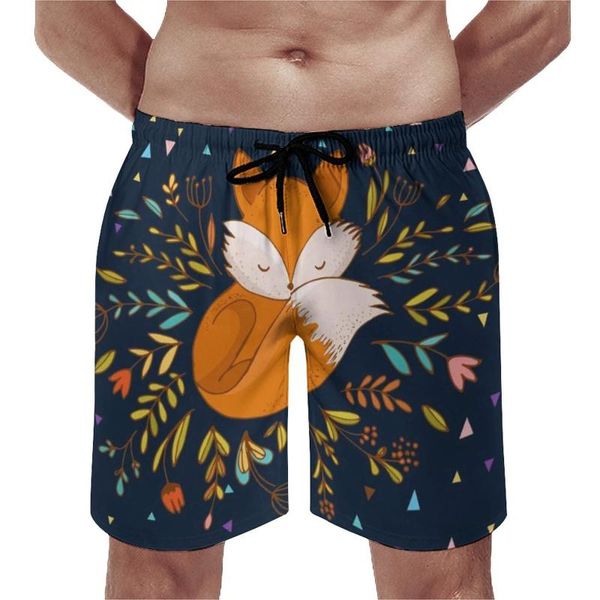 Herren-Shorts, niedliche Blumen und Dreiecke, Bretttier, Bade-Badehose, Polyester-Muster, Herren-Badehose, Herren, Herren, Herren