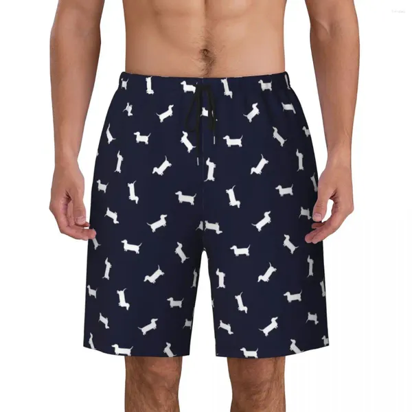 Pantalones cortos para hombre, diseño de dibujos animados de Dachshund, bañadores para hombre, ropa de playa, tabla de playa de secado rápido, pantalones cortos de natación para perros salchicha Wiener