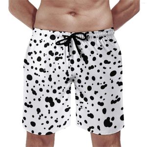Short dalmatien pour hommes, taille élastique, grande taille, imprimé à pois, pantalon masculin confortable
