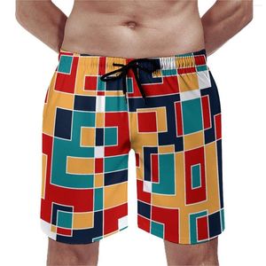 Herenshorts De Stijl Board Summer Mod Mondrian Sports Beach Korte broek Sneldrogend Casual aangepaste oversized trunks