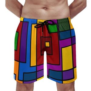 Herenshorts De Stijl Geïnspireerd Board Abstract Art Leuke korte broek Mannelijk ontwerp Sport Fitness Sneldrogend Zwembroek Cadeau-idee