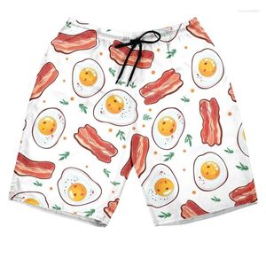 Short masculin délicieux plats 3d pantalon court imprimé pour hommes vêtements poulet grillé hawaïen nouilles nouilles