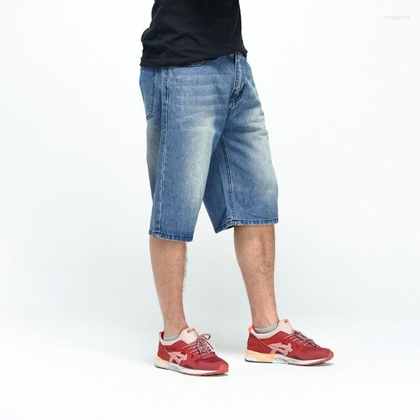 Pantalones cortos para hombres Denim Hombres Loose Fit Peso Verano Largo Corto Hombre Baggy Plus Tamaño Ropa Masculina Blue Jeans Breeches