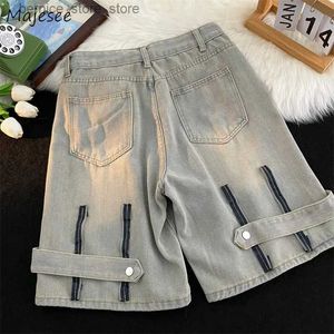 Heren Shorts Denim shorts heren retro Broeken straatkleding Amerikaans S-3XL cool jeugd hiphop persoonlijke Y2K zomerkleding cool en uniek Q240305