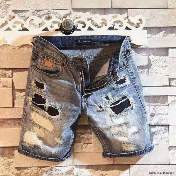 Shorts pour hommes Denim Summer Fashion Casual Washed Boy Skinny Runway Short Hommes Jeans Homme Détruit Déchiré