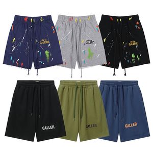 Designer de shorts pour hommes Galleryes depts Shorts de sport décontractés 2023SS Coton peint à la main à jet d'encre Short ample Classic Printed Mesh Sports pantalon de jogging