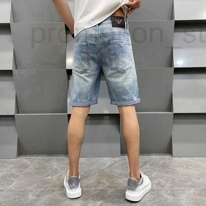 Herenshortsontwerper Hoge kwaliteit Britse stijl Driedimensionale Eagle Logo Licht gewassen herencasual denim shorts met rechte been slanke pasvorm en micro-elasticiteit