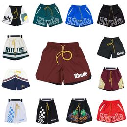 Heren shorts Designer Mens Horts Rhude Shorts Men Hoge kwaliteit Street Wear Pants Mens Korte lettergedrukte trekkoord Hip Hop Casual Pants Beach Quarter Shorts