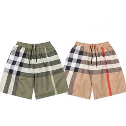 Pantalones cortos para hombres Pantalones de diseñador Pantalones con cordones transpirables de verano Contraste a cuadros de lujo clásico Pantalones cortos de playa de color caqui casual de alta calidad talla XS-L