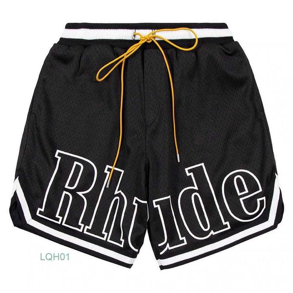 Men's Shorts designer shorts rhude men's Capsule summer beach pants mesh material breathable sweat loose fitness basketball mens short black XYD4