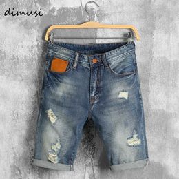 Men's Shorts DIMUSI hommes Denim Shorts nouvel été régulier décontracté genou longueur courte Bermuda Masculina trou Rippe jean Shorts 38 40 YA620 Z0216