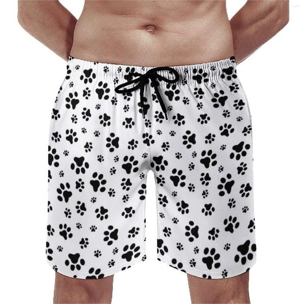 Pantalones cortos para hombre, diseño de patas de perro, gimnasio, verano, amantes de los animales, bonitos pantalones cortos, pantalones cortos para hombre, correr, Surf, cómodos bañadores personalizados