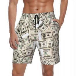 Shorts pour hommes Dollar Print Board été drôle Cool surf pantalons courts hommes séchage rapide Hawaii personnalisé bricolage grande taille troncs de plage