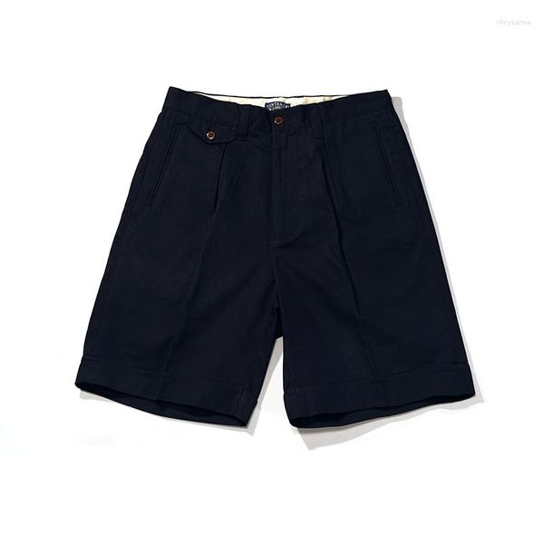 Pantalones cortos para hombre Pantalones de verano de cintura alta Gurkha con doble plisado