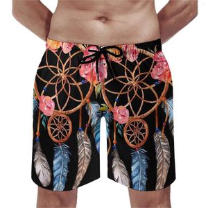 Short masculin Dream Catcher Board Summer Red Flower Imprimé de surface surf sur plage courte hommes Fast Dry Vintage grande taille Trunks