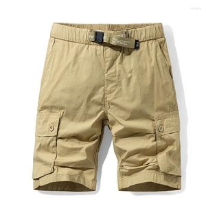 Short masculin élastique taille multi-poche cargo militaire 2024 Été coton mâle kaki mens pantalon court tactique pas ceinture