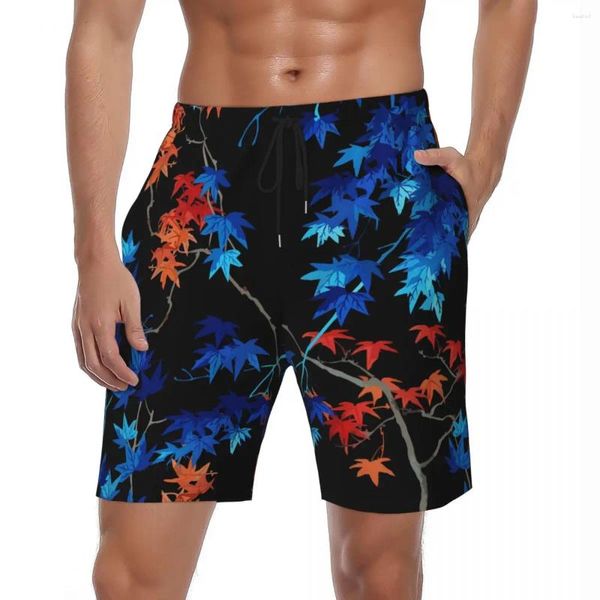 Shorts pour hommes élégant feuille gymnase été rouge et bleu sport conseil pantalon court hommes respirant motif hawaï grande taille troncs de plage