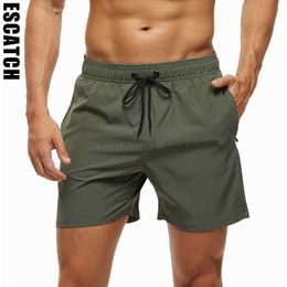 Heren shorts escatch -merk 2024 heren stretch zwembroek snel droge strand shorts met ritszakken en mesh voering 240419 240419