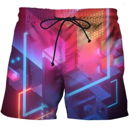 Shorts pour hommes Europe et États-Unis Plage 3D imprimé géométrique couleur figure mode sport décontracté natation tendance court