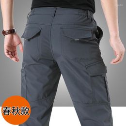 Shorts pour hommes hiver européen et américain pantalon de charge multi-poches à séchage rapide en plein air avec tube droit épaissi en peluche Windpr