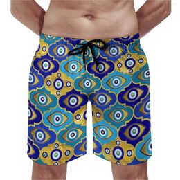 Herenshorts Evil Eye Charms Board Heren Quatrefoil-patroon Strandkwaliteit Trendy zwembroek Groot formaat