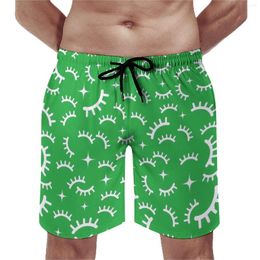 Shorts masculins cils imprimé gym de gym d'été blanc et vert plage plage rapide à sec décontracté imprimé de grandes taille Trunks