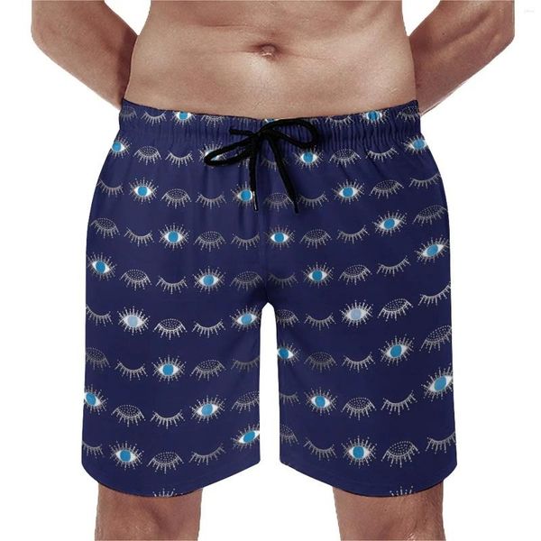 Short de sport imprimé cils pour hommes, bleu mauvais œil, classique, plage, Design masculin, sport, séchage rapide, cadeau d'anniversaire