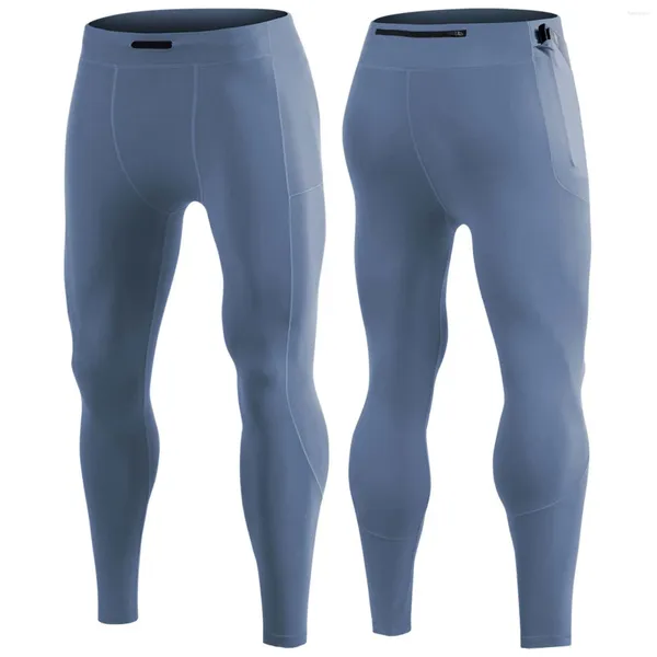 Pantanos cortos para hombres Otoño e invierno Color sólido elástico Leggings de secado rápido Hombres de sudor Spandex Pantalones largos ajustados a cuadros