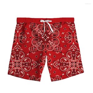 Shorts pour hommes Mode 3D Imprimer Paisley Bandana Femme Hommes Summer Beach Pantalons décontractés en vrac Polyester Plus Taille S-7XL