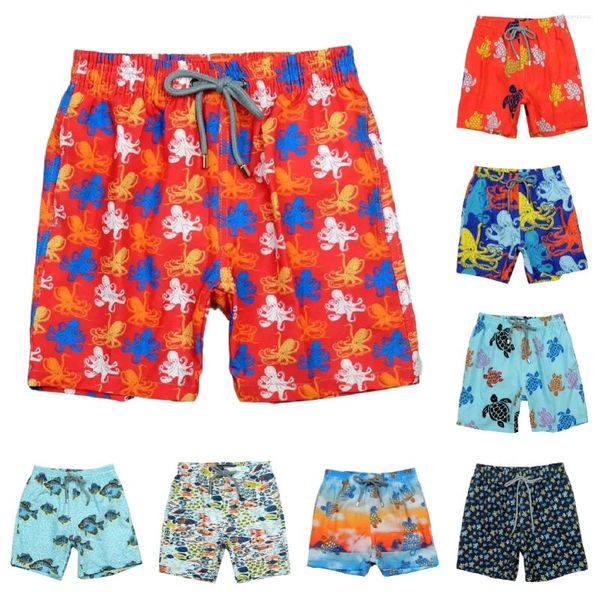 Pantalones cortos para hombres Pantalones de playa de moda para niños Turtle Quick Dry 4 Way Strech Boardshorts Surfing Brand Board Traje de baño Troncos 8-14