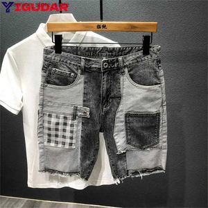 Heren shorts Modemerk MANNEN JEANS SHORTS HOOR 2023Streetwear Harajuku Slim rechte denim shorts zomer Casual baggy gescheurde jeans voor mannen Q240529
