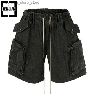 Pantalones cortos para hombres Diseñador de moda Techwear Pantalones cortos de harén de hip-hop con bolsillos grandes Pantalones cortos de entrepierna de calle alta Ajuste holgado para corredores Y2k inferior Q240305
