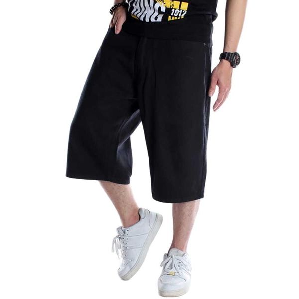 Pantalones cortos para hombre Moda Hiphop Denim Hombres Casual Loose Baggy Jeans Streetwear Dance Black Skateboard Ropa de talla grande