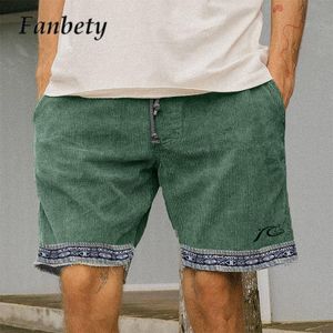 Shorts pour hommes Pantalons courts masculins imprimés pour les poches en velours côtelé d'été Vintage surf sur la plage décontractée pour la plage de la plage de la plage de la plage de la plage masculine 230616