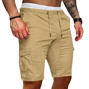 Shorts pour hommes Mode Solide Summer Pocket Couleur Pantalons décontractés à lacets Hommes en cours d'exécution avec poches