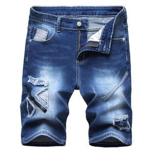 Shorts pour hommes mode été hommes déchiré jean court pantalon Patchwork tendance coton Stretch Denim mâle grande taille 40 42 JB385 hommes