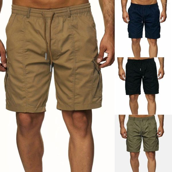 Shorts pour hommes à la mode et à la mode élastique cravate cinq divisions multi-poches travail en cours d'exécution