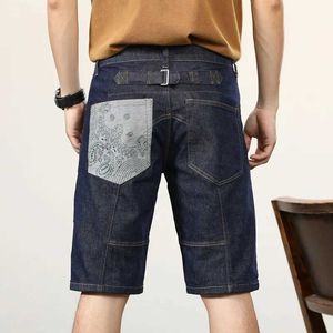 Shorts pour hommes à la mode luxe d'été confortable short droit 2023 short de cargaison de denim pour hommes y2k street jeans noir J240407